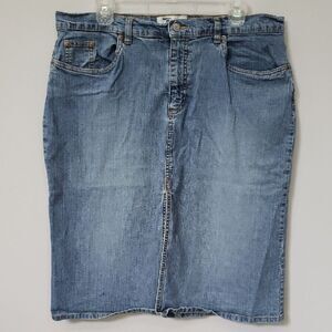 Old Navy Skirt Womens 14 Classic Blue Jeans with Medium Wash Front Slit VTG Y2K